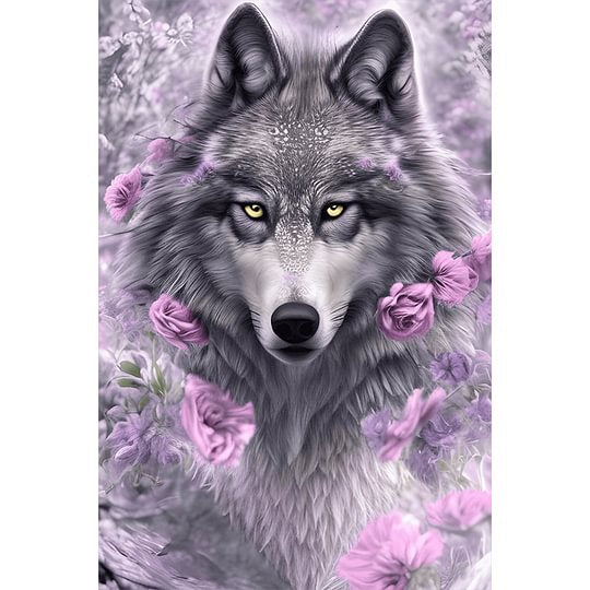 Flower Wolf 40*60cm full round drill diamond painting