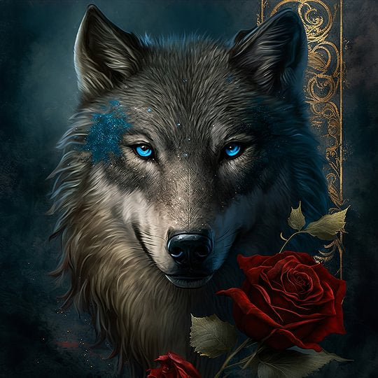 Dark Night Wolf 40*40cm full round drill diamond painting