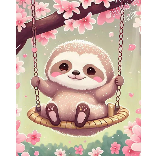Sloth on a swing 40*50cm full round drill diamond painting
