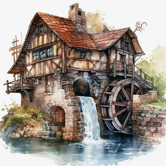 House By The River 40*40cm full round drill diamond painting