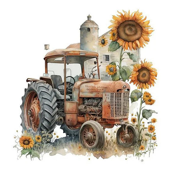 Sunflower Tractor 40*40cm full square drill diamond painting