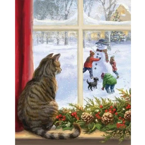Christmas Cats and Dogs 40*50cm full round drill diamond painting