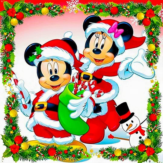 Mickey and Minnie At Christmas 40*40cm full round drill diamond painting