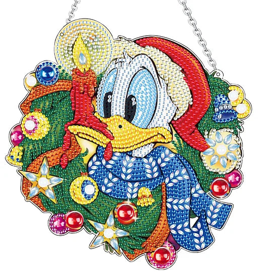 Christmas Decor Special Shaped Diamond Painting Wreath Donald Duck