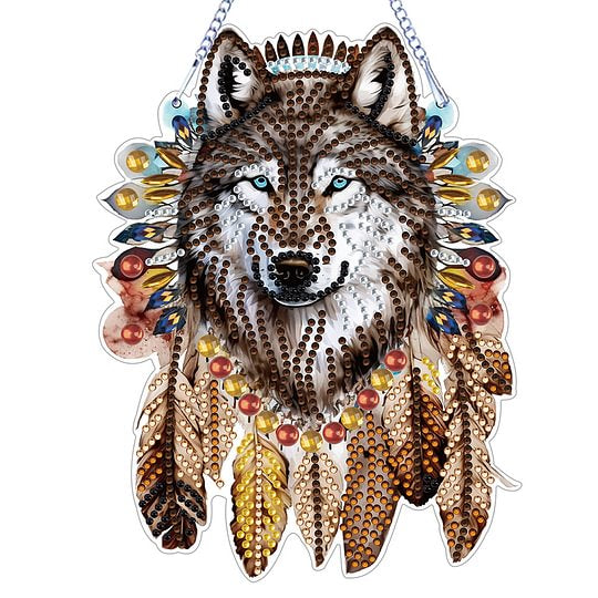 Special Shape Diamond Painting Wolf Head Partial Wreath