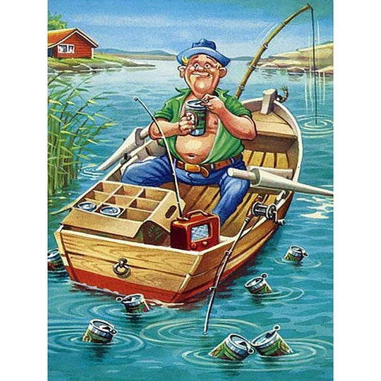 Man Fishing 40*50cm full round drill diamond painting