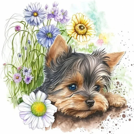 Cute Puppy 30*30cm full round drill diamond painting