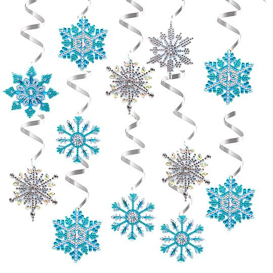 6pcs Diamond Painting Pendant Snowflake Special Shape