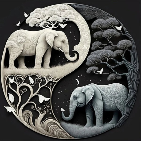 Tai Chi Elephant Diamond Painting 30*30cm full round drill diamond painting