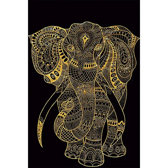 Black Gold Elephant 40*60cm full round drill diamond painting