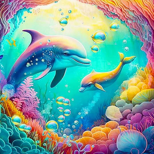 Dolphins 30*30cm full round drill diamond painting