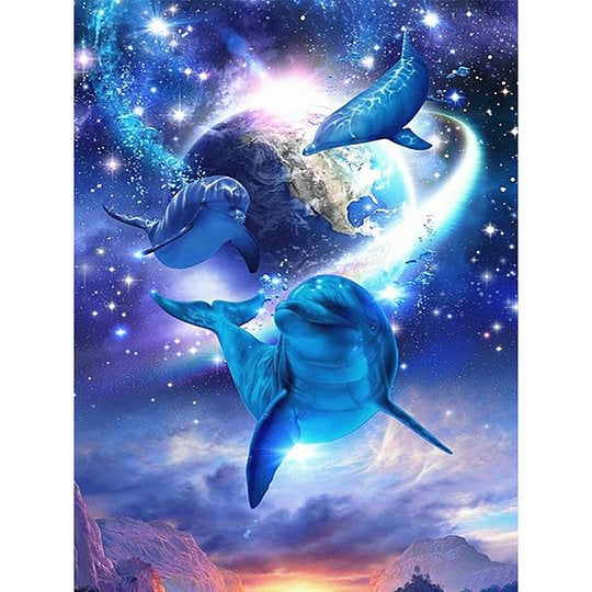 Dolphins Guarding the Earth 30*40cm full round drill diamond painting