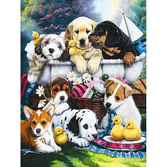 Dogs 40*30 full round drill diamond painting