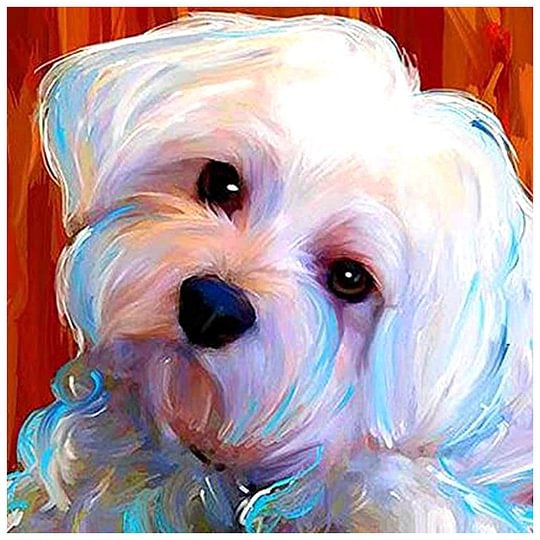 White Dog 30*30cm full round drill diamond painting