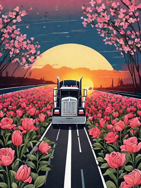 Truck Flower Road 40*50cm full round drill diamond painting