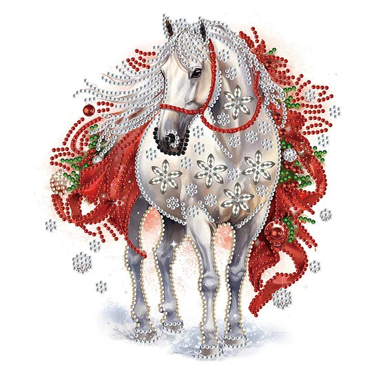Christmas White Horse 30*30cm special shaped drill diamond painting