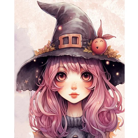 Big Eyes Witch Girl 40*50cm full round drill diamond painting