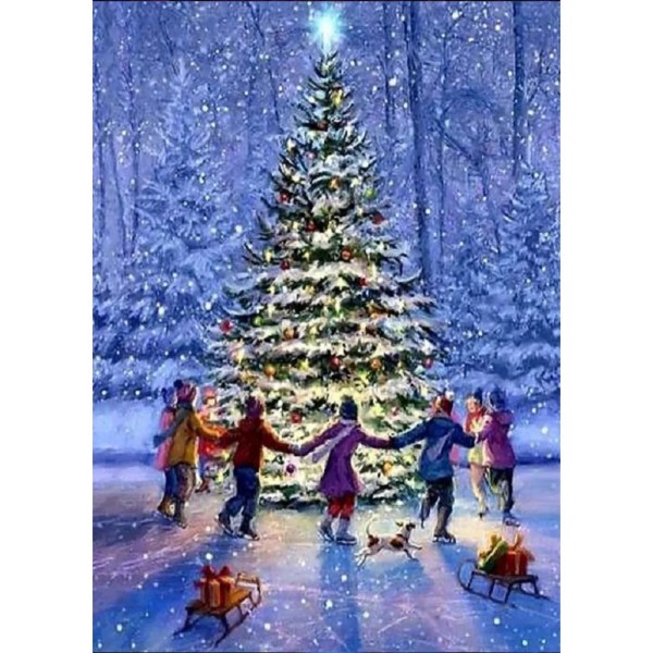 Christmas Snow Scene 30*40cm full square drill diamond painting