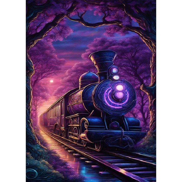 Purple Light Train30*40cm full square drill diamond painting