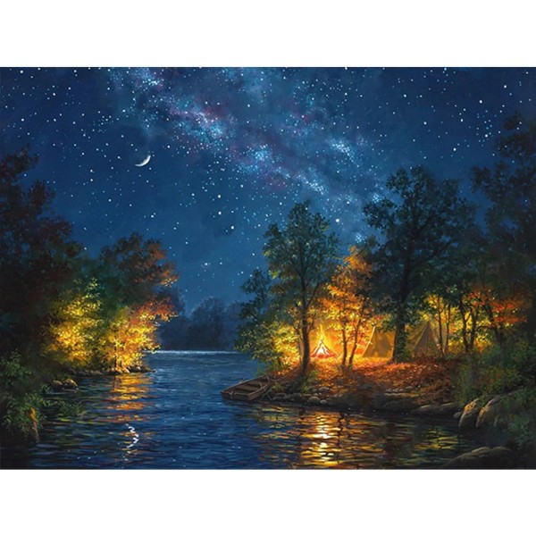 Lakeside Night 40*30cm full square drill diamond painting