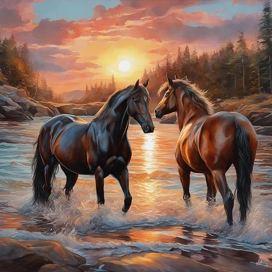 Horse 40*40cm full round drill diamond painting