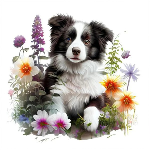 Border Collie In The Grass 30*30cm full round drill diamond painting