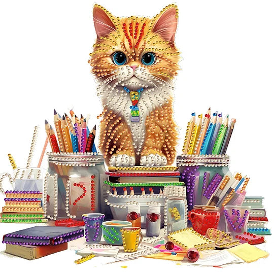 Bookish Cat 30*30cm special shaped drill diamond painting