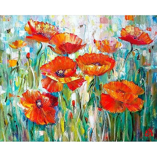 Big Poppy Flower 40*30cm full round drill diamond painting