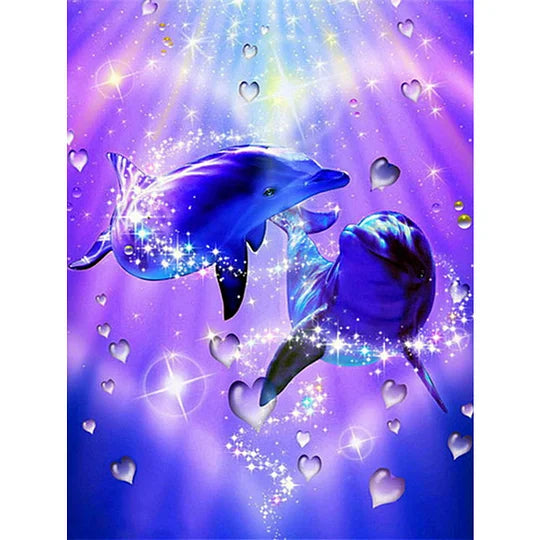 Dolphin Lovers full round drill diamond painting  40*30cm