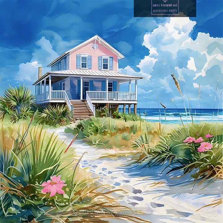 Seaside Hut 30*30cm full round drill diamond painting