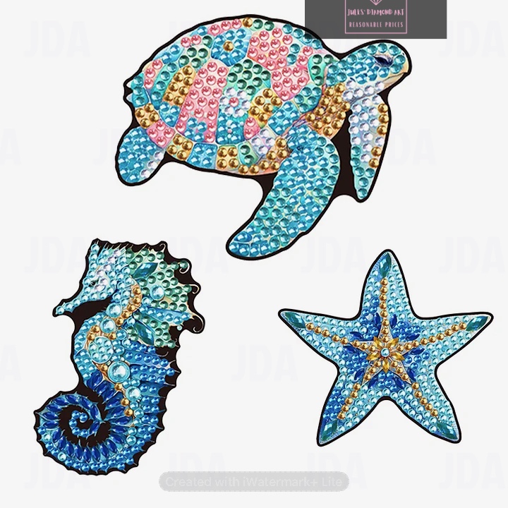 3 pcs Marine Life diamond painting hairpin