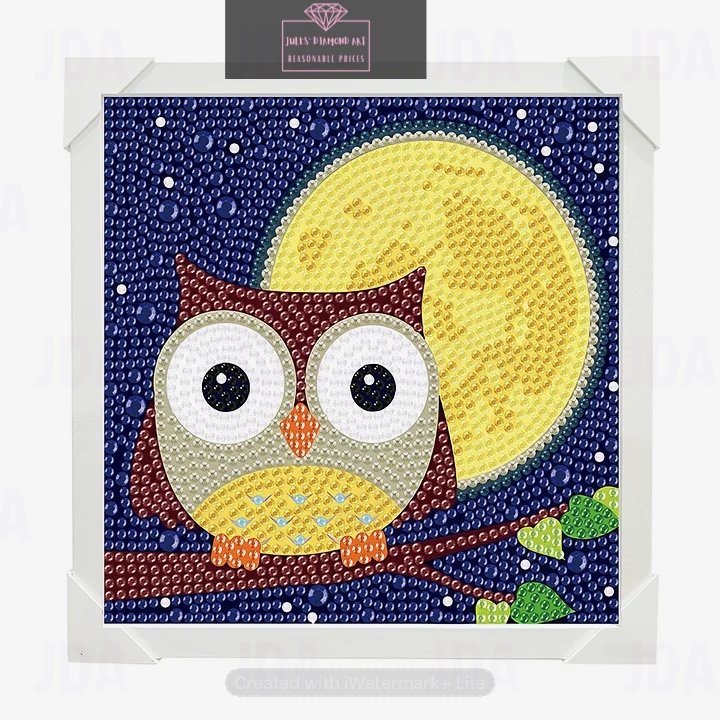 Owl 15*15cm full round drill diamond painting with frame
