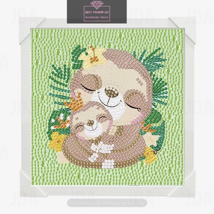 Sloth 15*15cm full round drill diamond paintingwith frame
