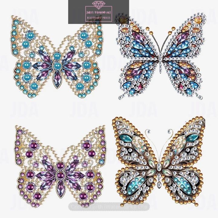 4 pcs Diamond Painting Brooch Butterfly
