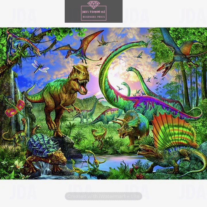 Forest Dinosaurs 40*30cm full round drill diamond painting
