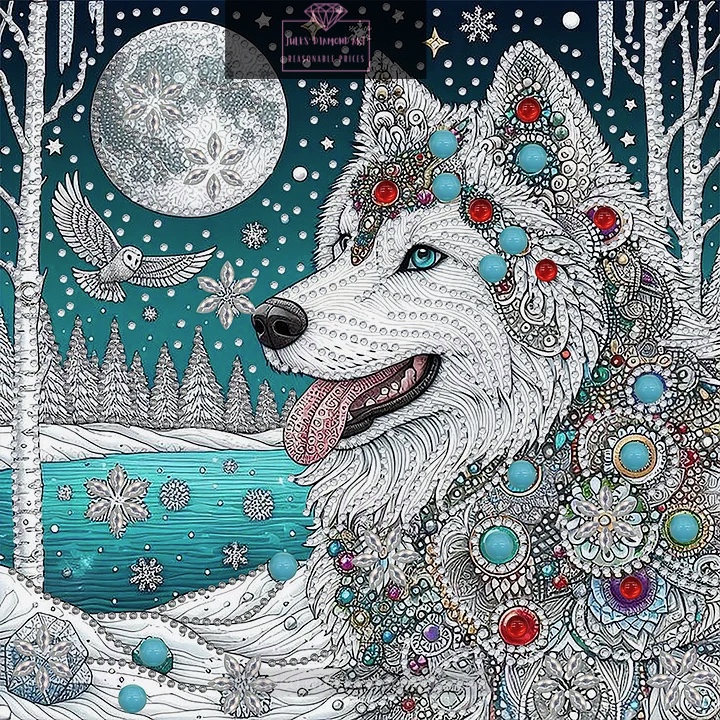 Snow Wolf 30*30cm special shaped drill diamond painting