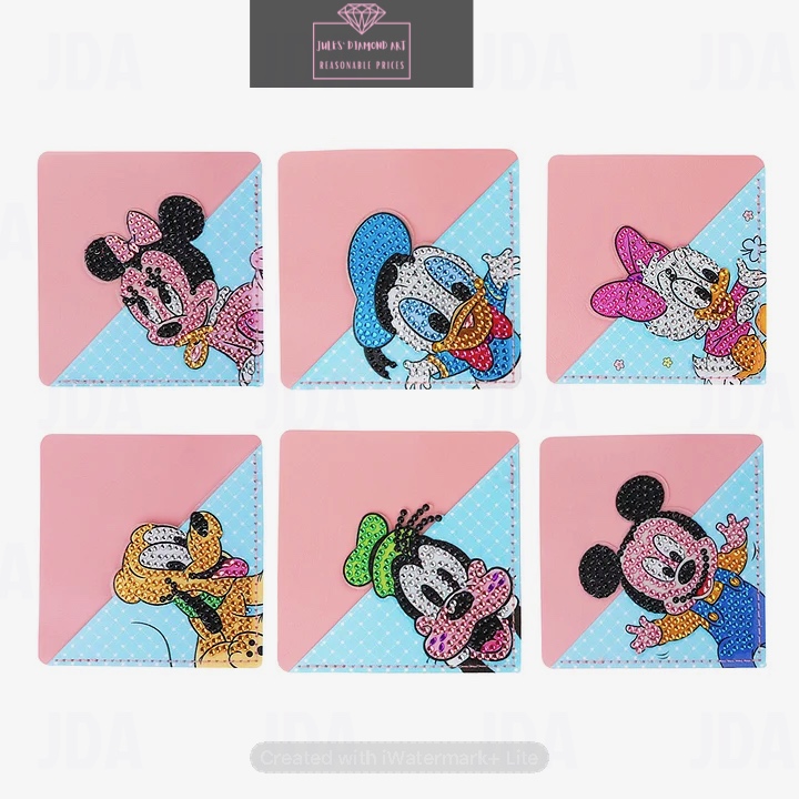 6 pcs Mickey Mouse diamond painting corner bookmark