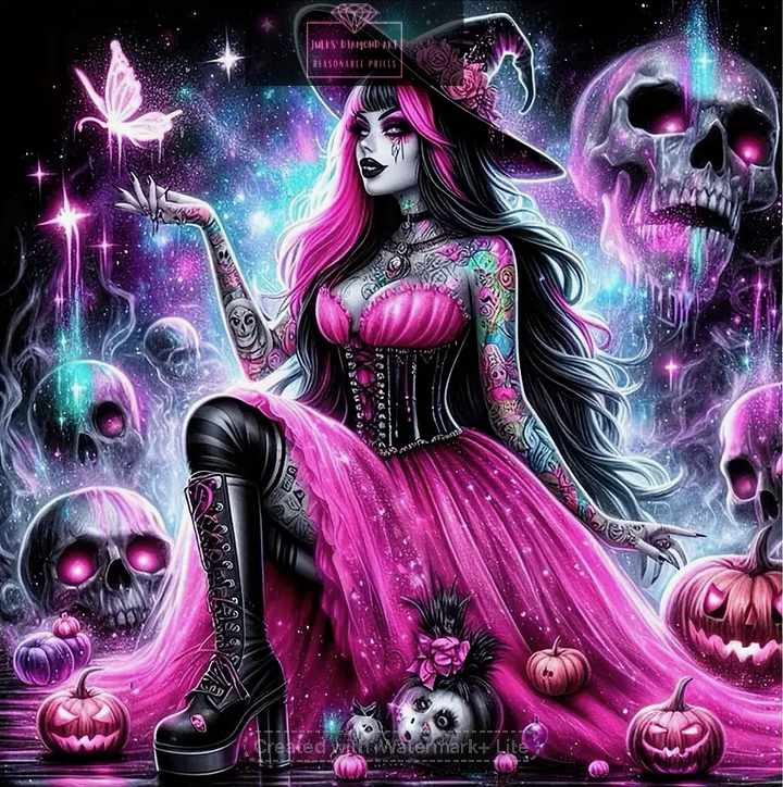 Witch Skull Halloween 40*40cm full round drill (30 Colours) diamond painting