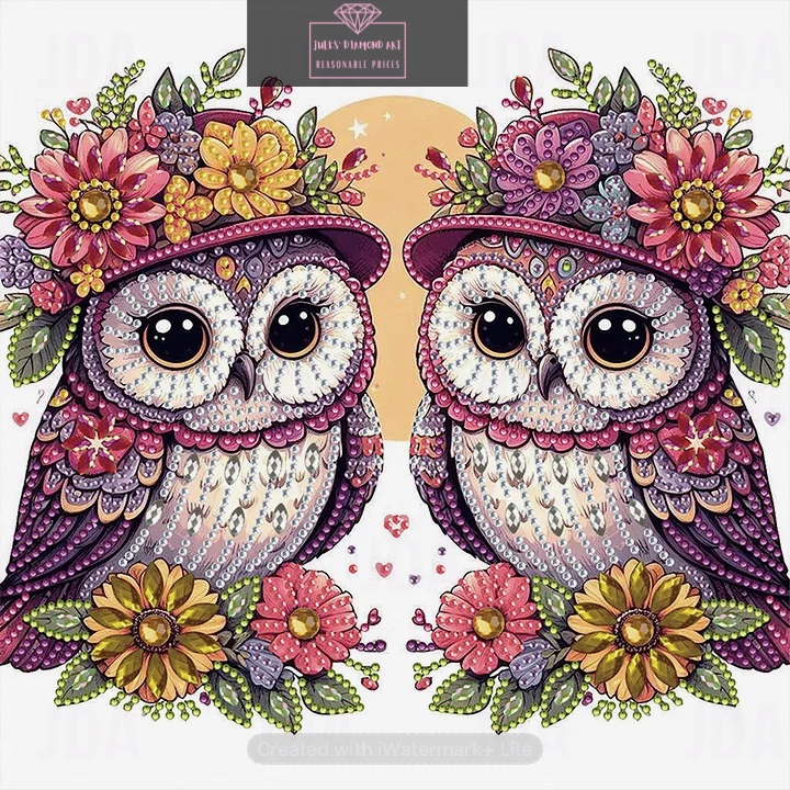 Two Owls 30*30cm special shaped drill diamond painting