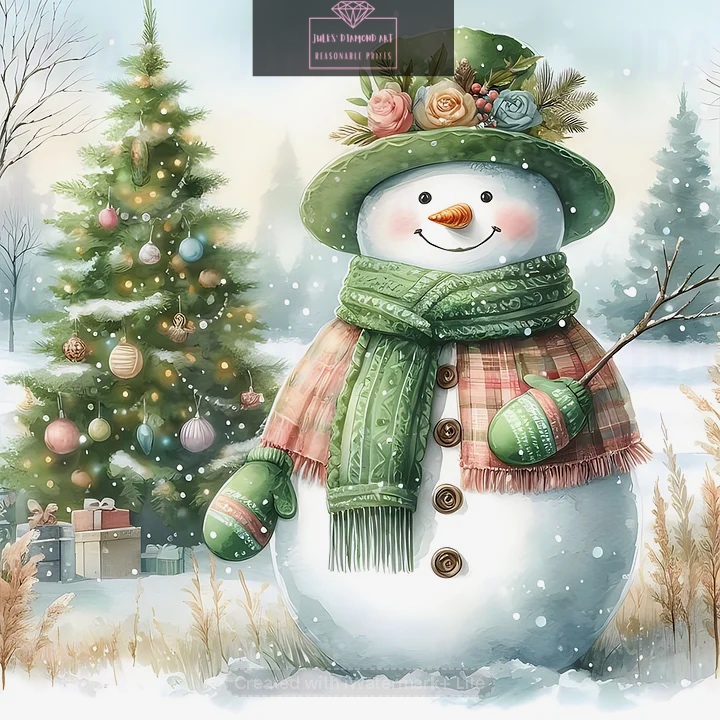 Christmas Snowman 30*30cm full round drill diamond painting