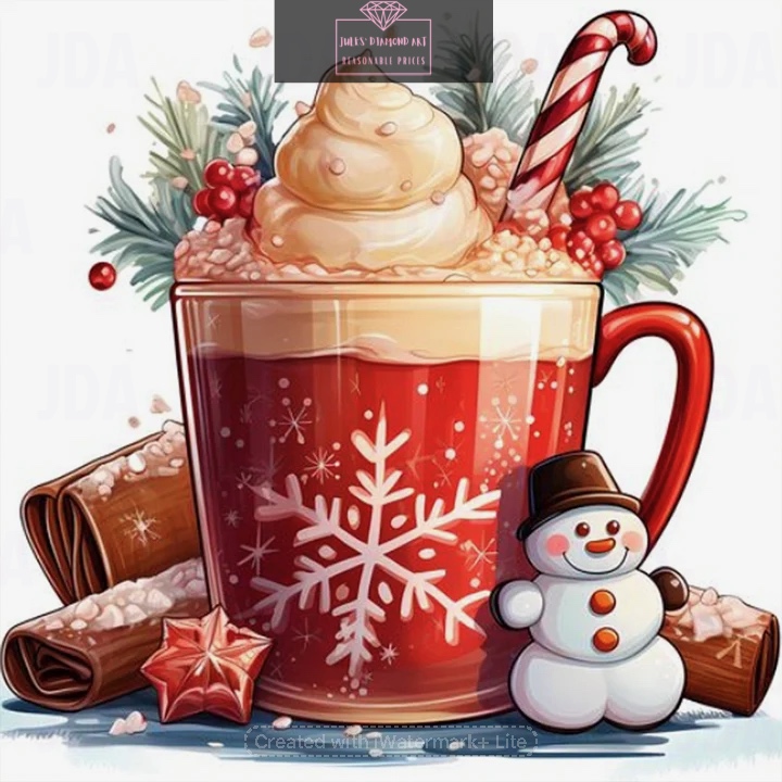 Christmas Cup Drink 30*30cm full round drill diamond painting