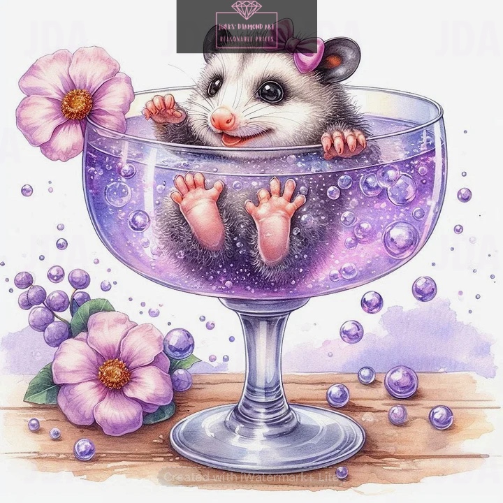 Cute Animal in a glass 30*30cm full round drill diamond painting