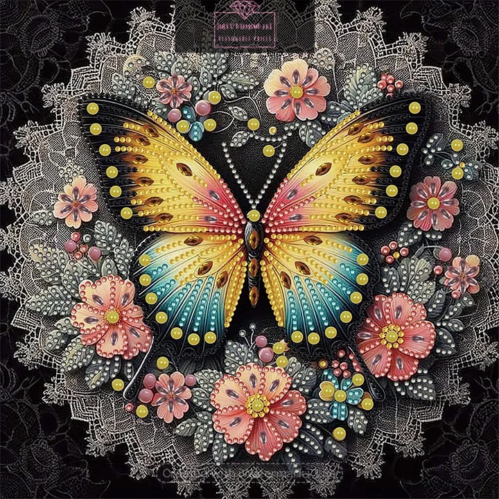 Flower Butterfly 30*30cm special shaped drill diamond painting