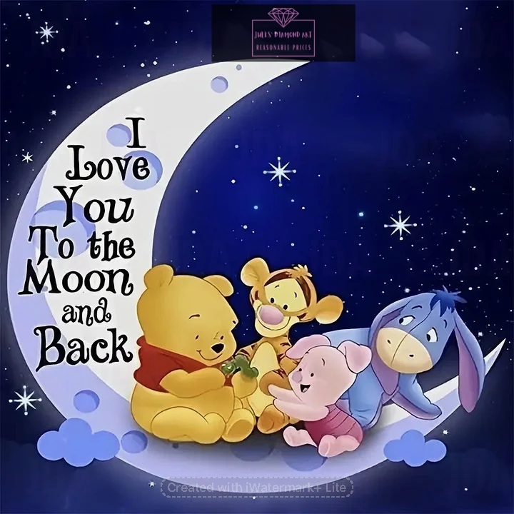 Winnie The Pooh Love You To The Moon and Back 40*40cm full round drill (30 colours) diamond painting