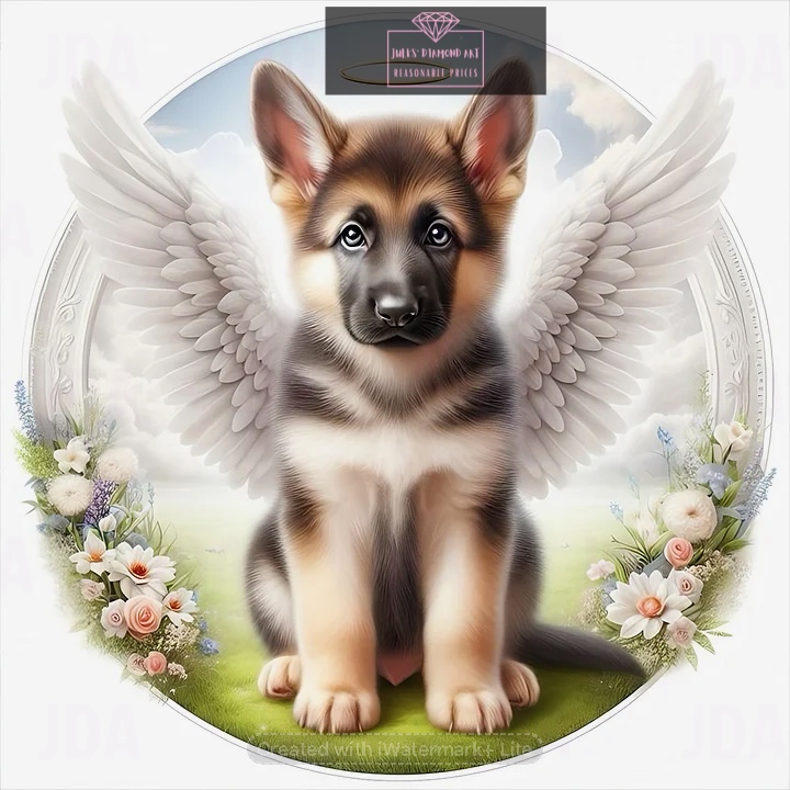 Angel Dog 40*40cm full round drill diamond painting