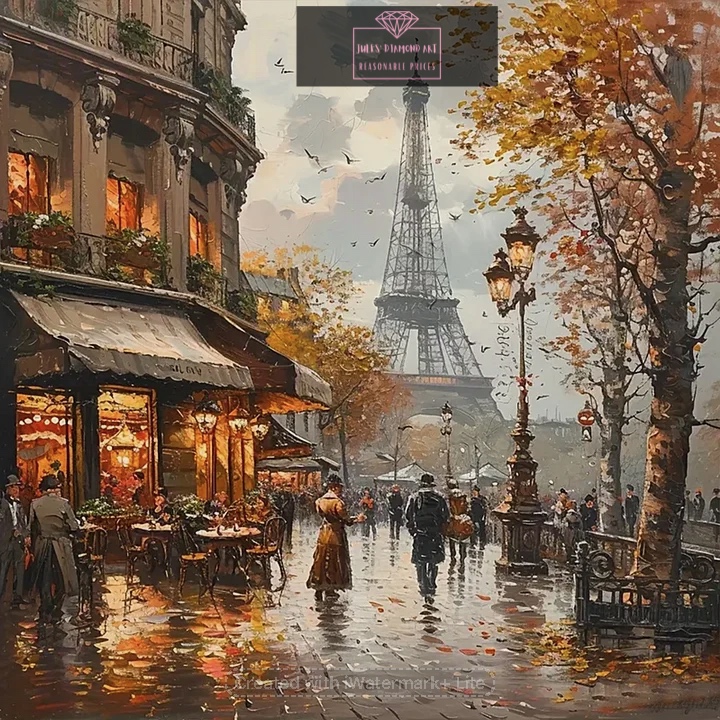 Paris Streets 40*40cm full round drill diamond painting