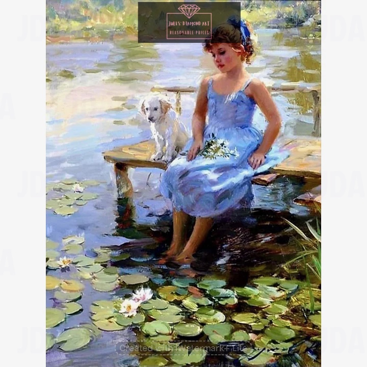 Girl and Dog 30*40cm full round drill diamond painting