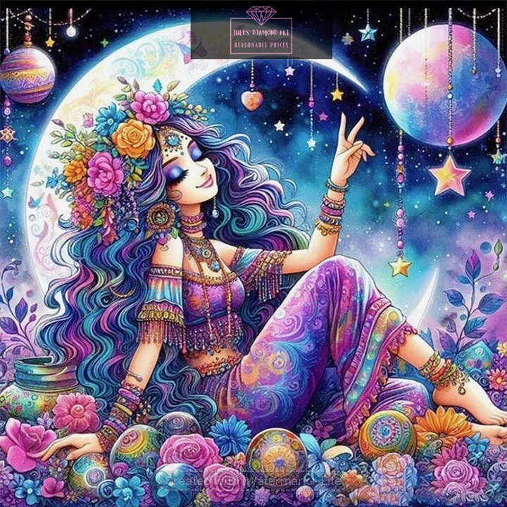 Moon Beauty 50*50cm full round drill (40 colours) diamond painting