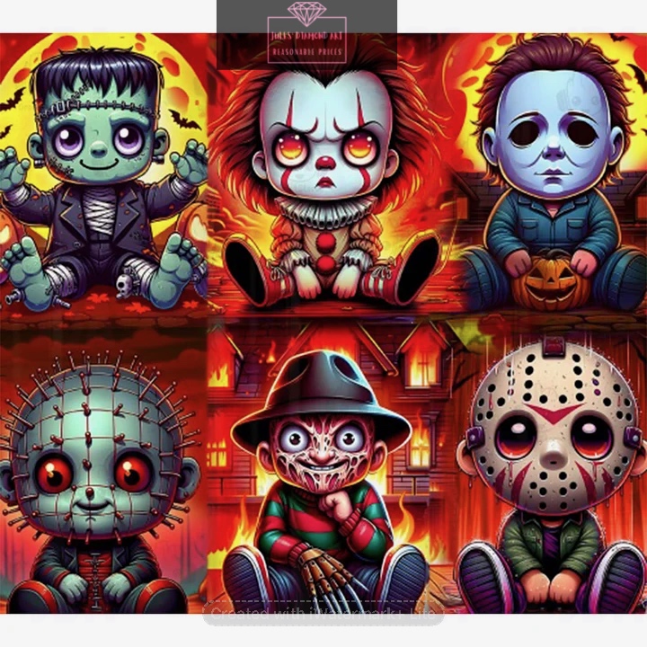 Cartoon Horror All Stars 50*45cm full round drill diamond painting with AB drills