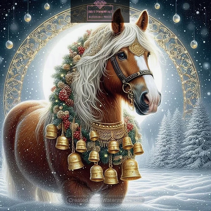 Christmas Horse 40*40cm full round drill diamond painting